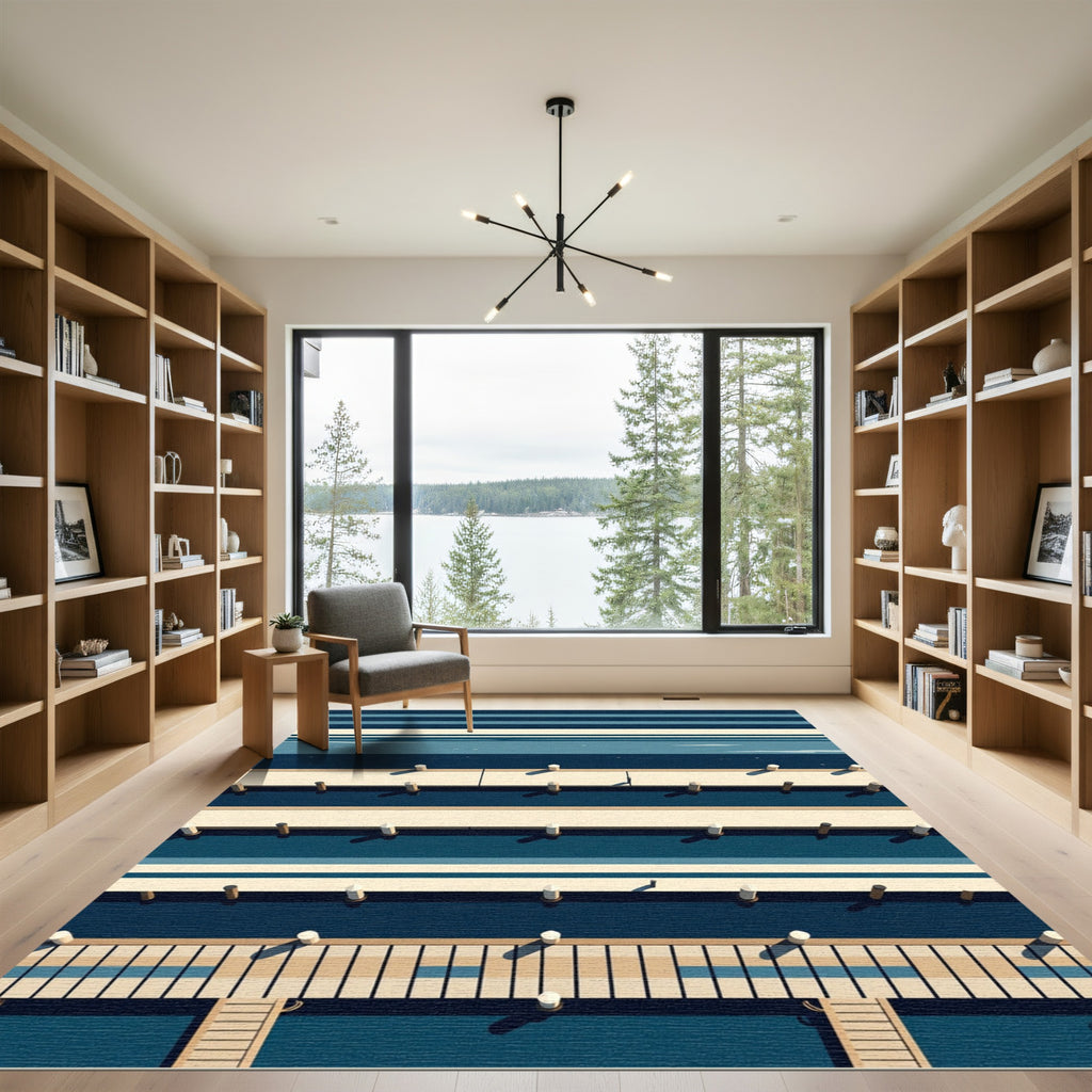 Minimalist Navy Blue Geometric Dock Rug