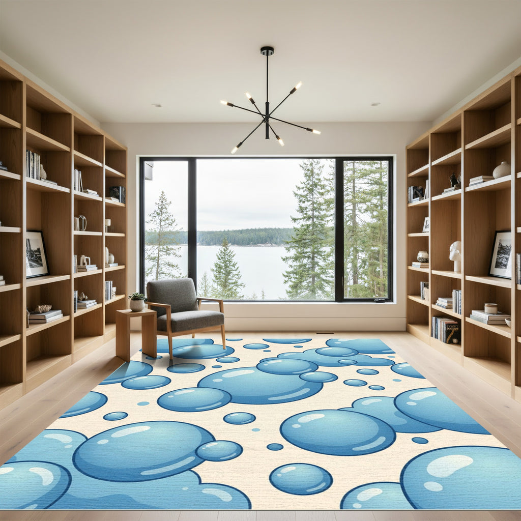 Soft Blue Bubble Cluster Pattern Rug