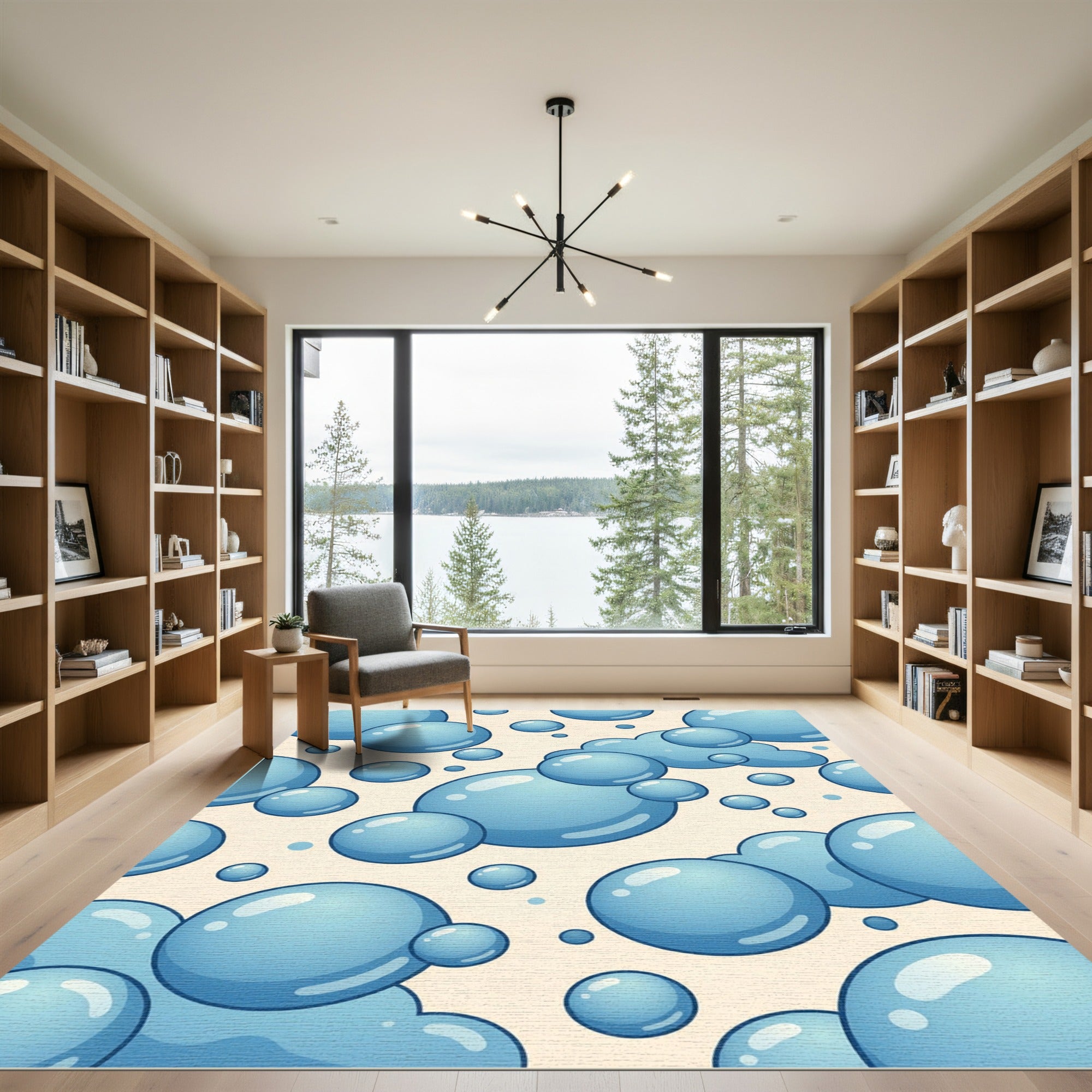 Soft Blue Bubble Cluster Pattern Rug