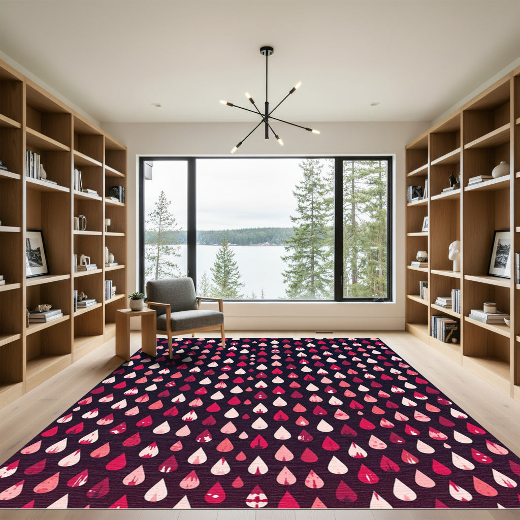 Crimson Gradient Droplet Collage Rug