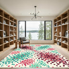 Crimson Teal Scattered Bubble Clusters Rug