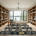 Geometric Arrow Stripe Neutral Boho Art Rug