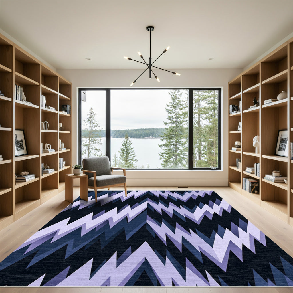 Indigo Light Purple Jagged Lines Rug