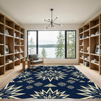 Celestial Pyramid Star Navy Gold Rug