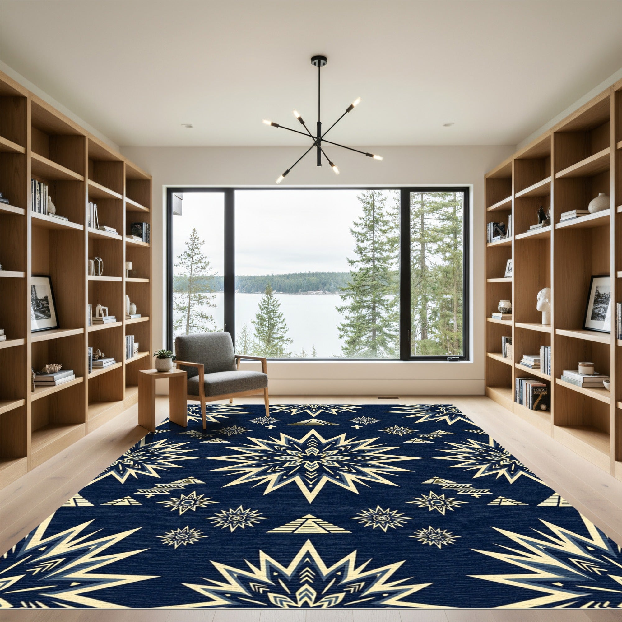 Celestial Pyramid Star Navy Gold Rug