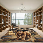 Rustic Highland Calf Farmyard Scene Rug