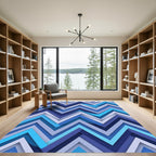 Blue Gradient Chevron Layered Accordion Rug
