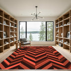Coral Red Zigzag Chevron Rug