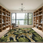 Jaguar Jungle Tropical Leopard Scene Rug