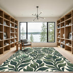 Verdant Green Leaf Vine Art Nouveau Rug