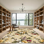 Botanical Cherry Blossom Cream Floral Rug