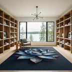 Distressed Blue Lotus Flower Rug