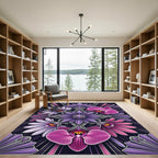 Ornate Purple Orchid Gemstone Mandala Rug