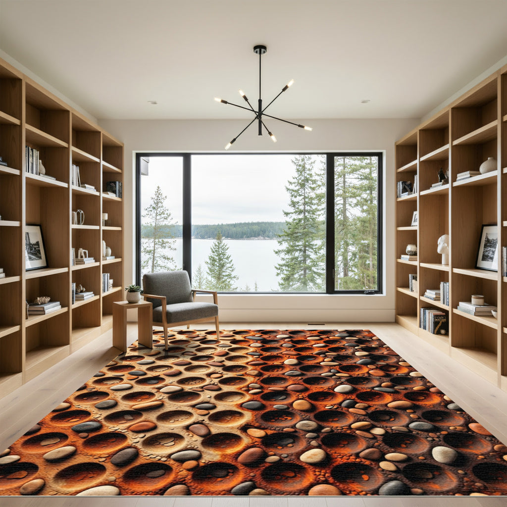 Textured Terracotta Pebbled Gradient Mosaic Rug