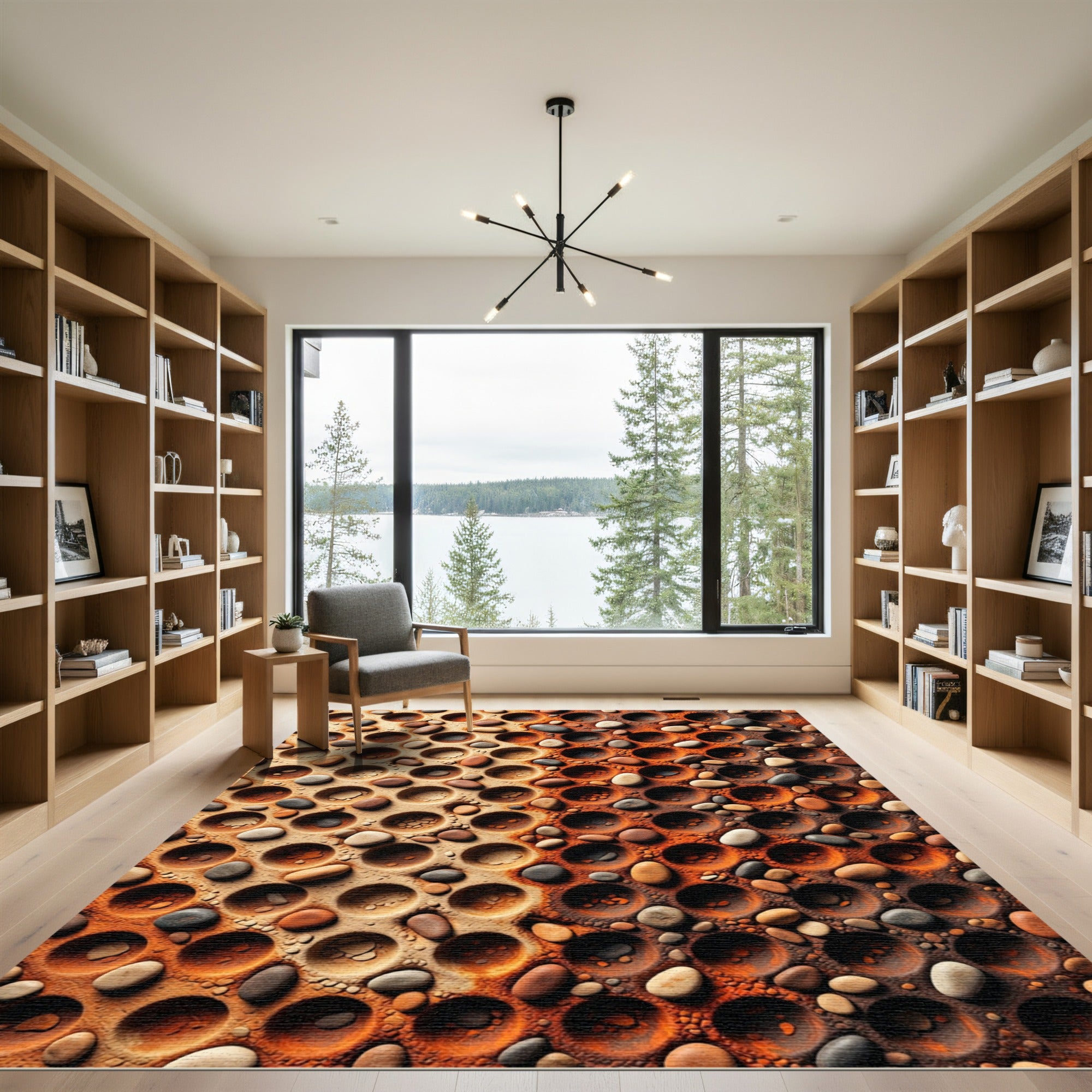 Textured Terracotta Pebbled Gradient Mosaic Rug