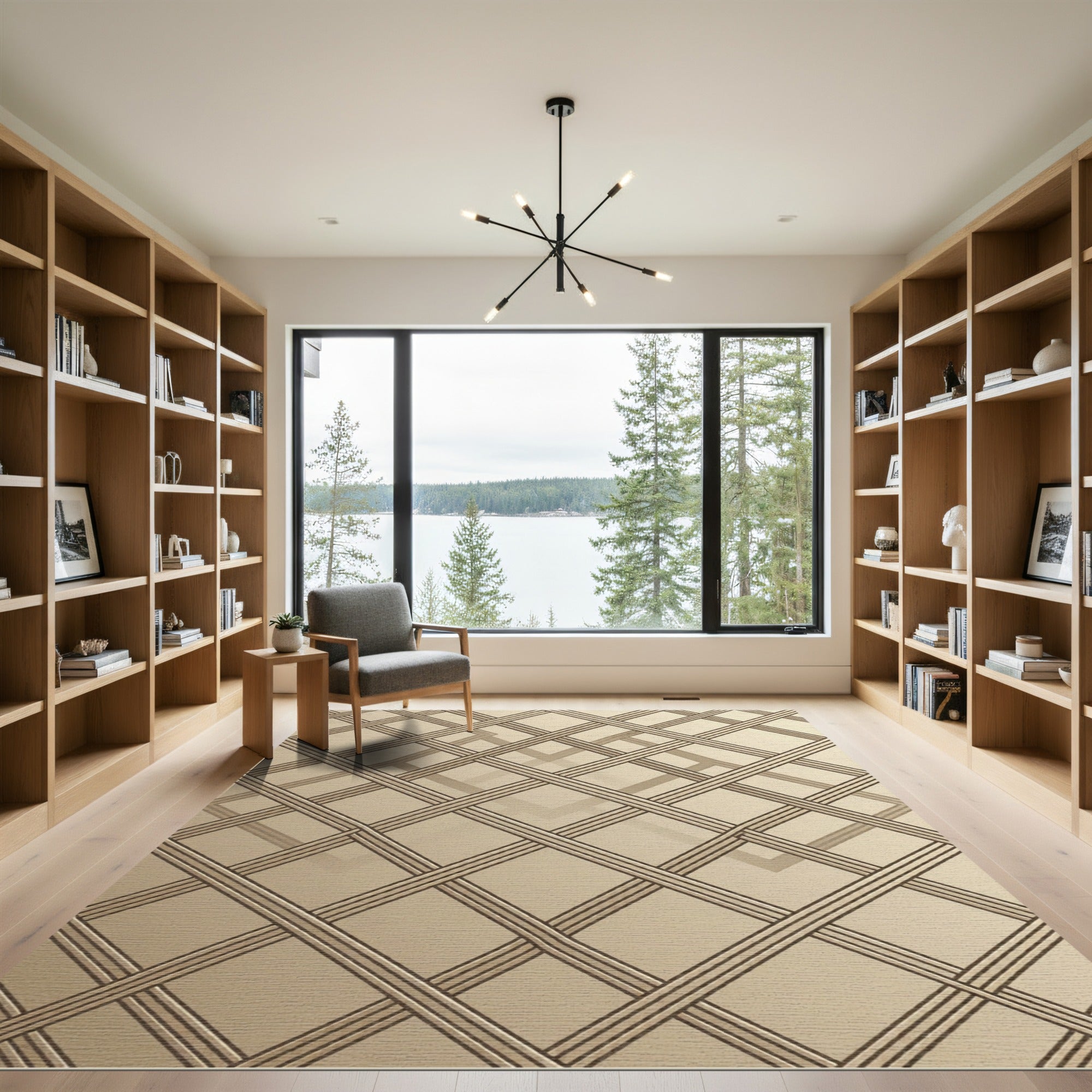 Golden Tan Woven Lattice Rug