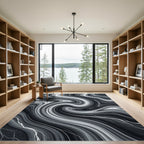 Monochromatic Swirl Marble Thunder Rug