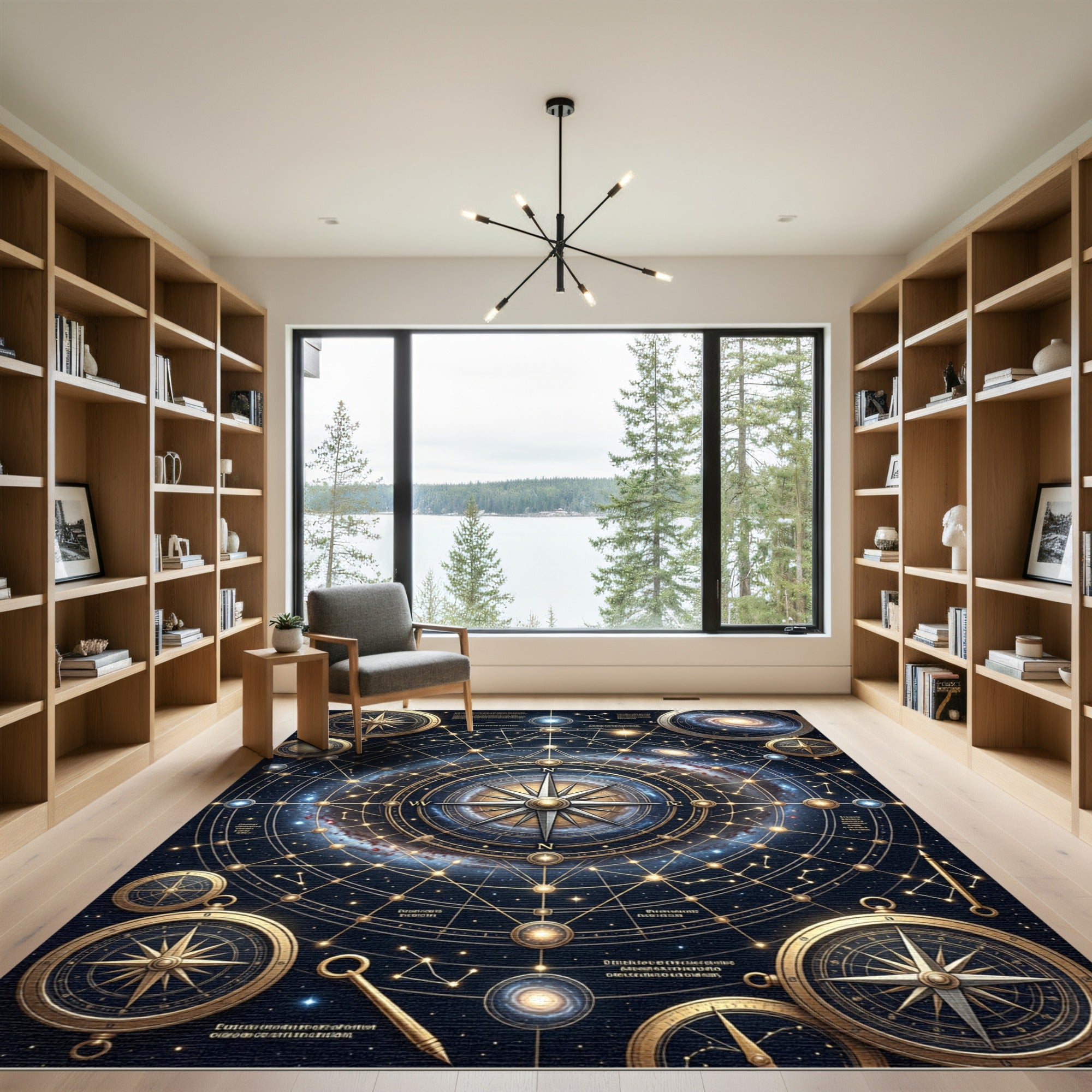 Celestial Gold Navigation Starry Abyss Rug