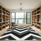 Monochromatic Geometric Chevron Layers Rug