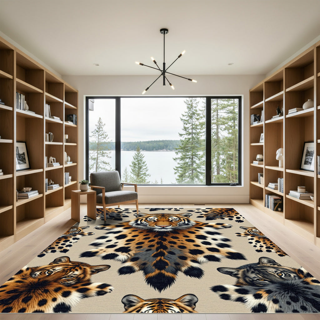 Bold Tiger Leopard Fusion Animal Art Rug