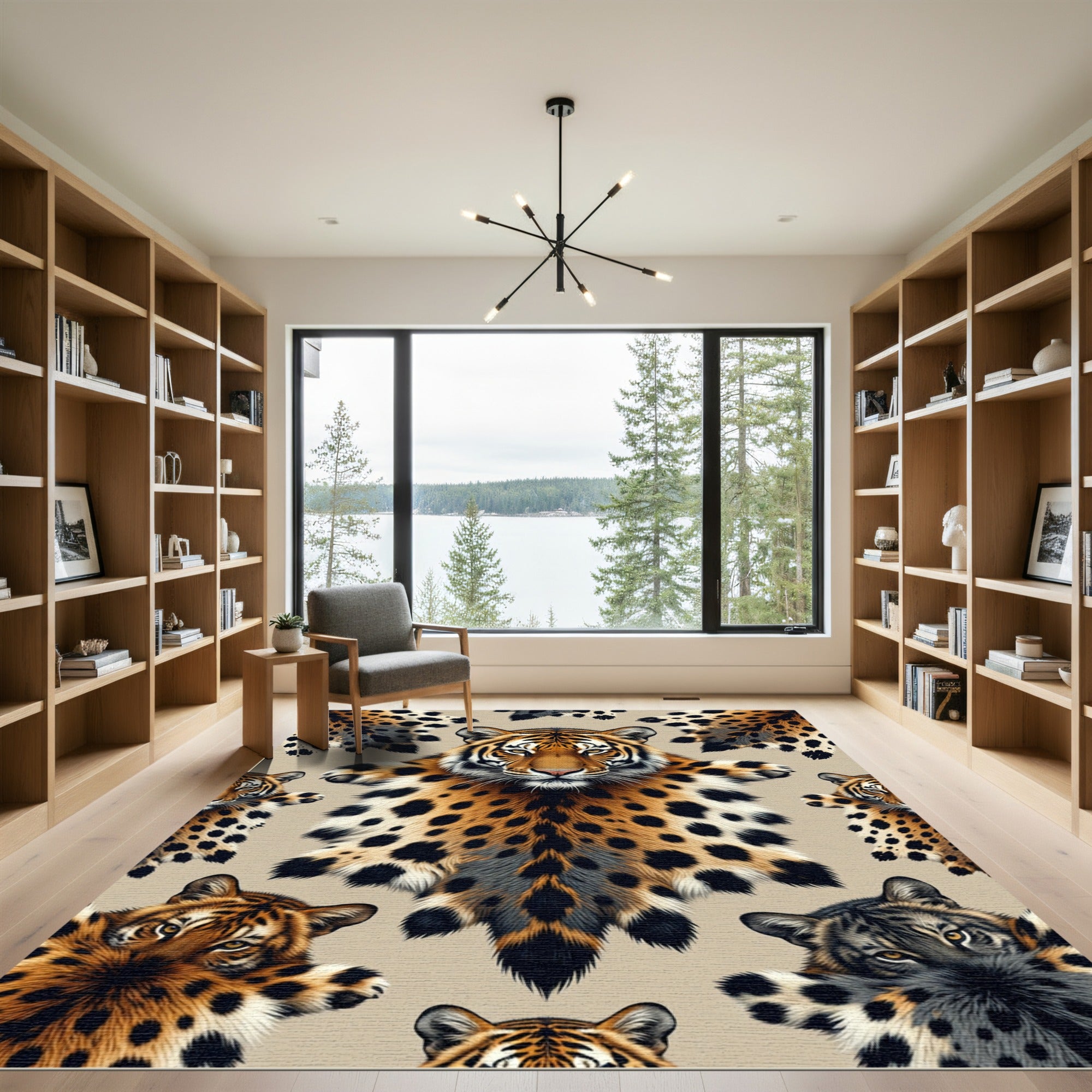 Bold Tiger Leopard Fusion Animal Art Rug