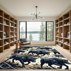 Ink Black Bull Southwest Rope Star Rug