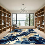 Deep Blue Ink Splash Watercolor Rug