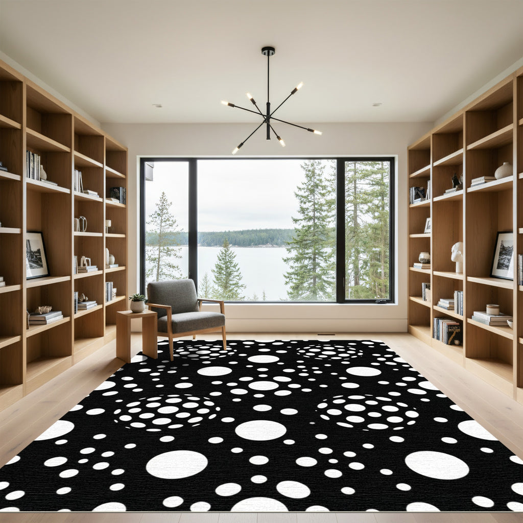 Black White Polka Dot Sphere Pattern Rug