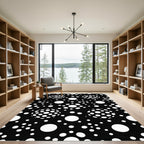 Black White Polka Dot Sphere Pattern Rug