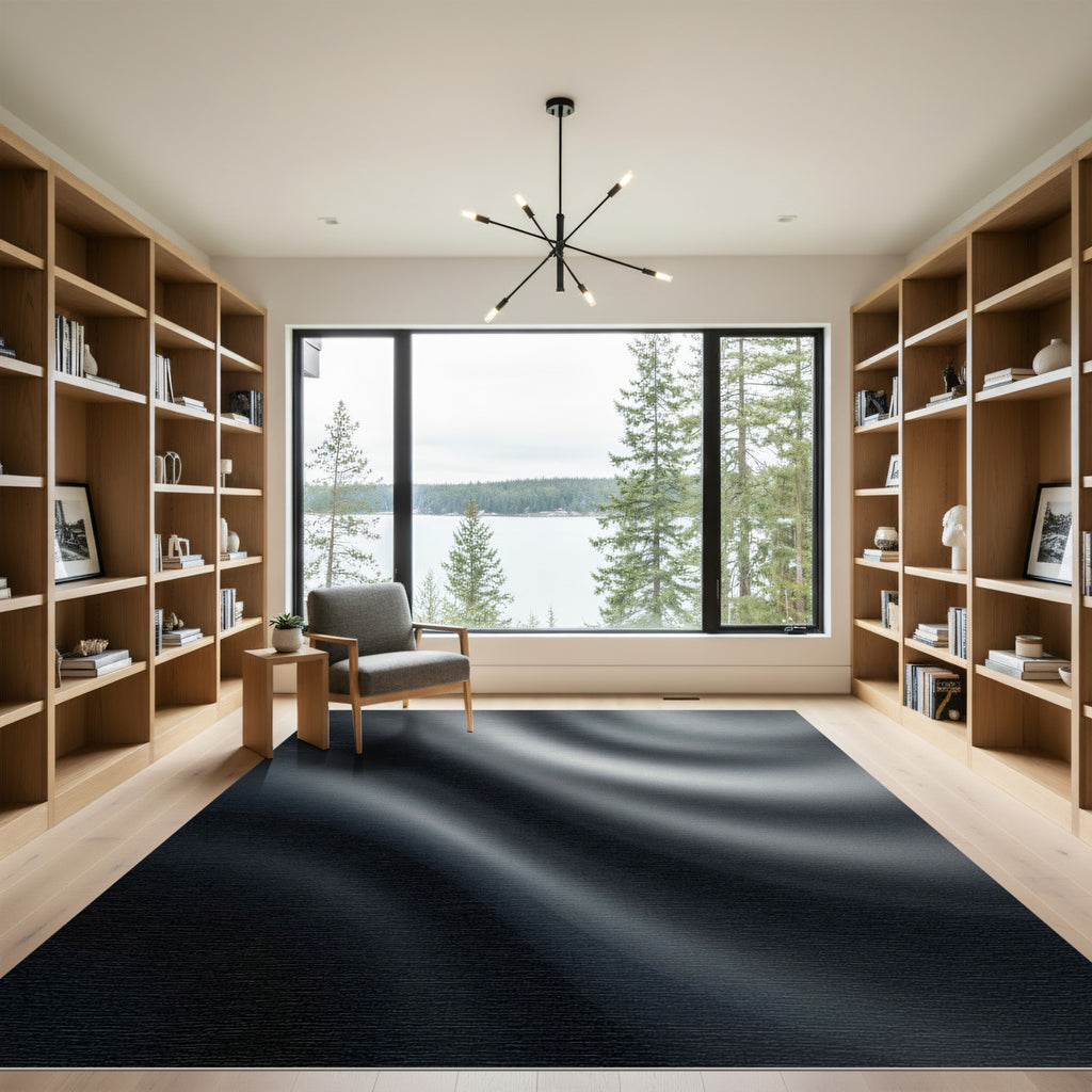 Deep Gray Swirling Silk Motion Rug
