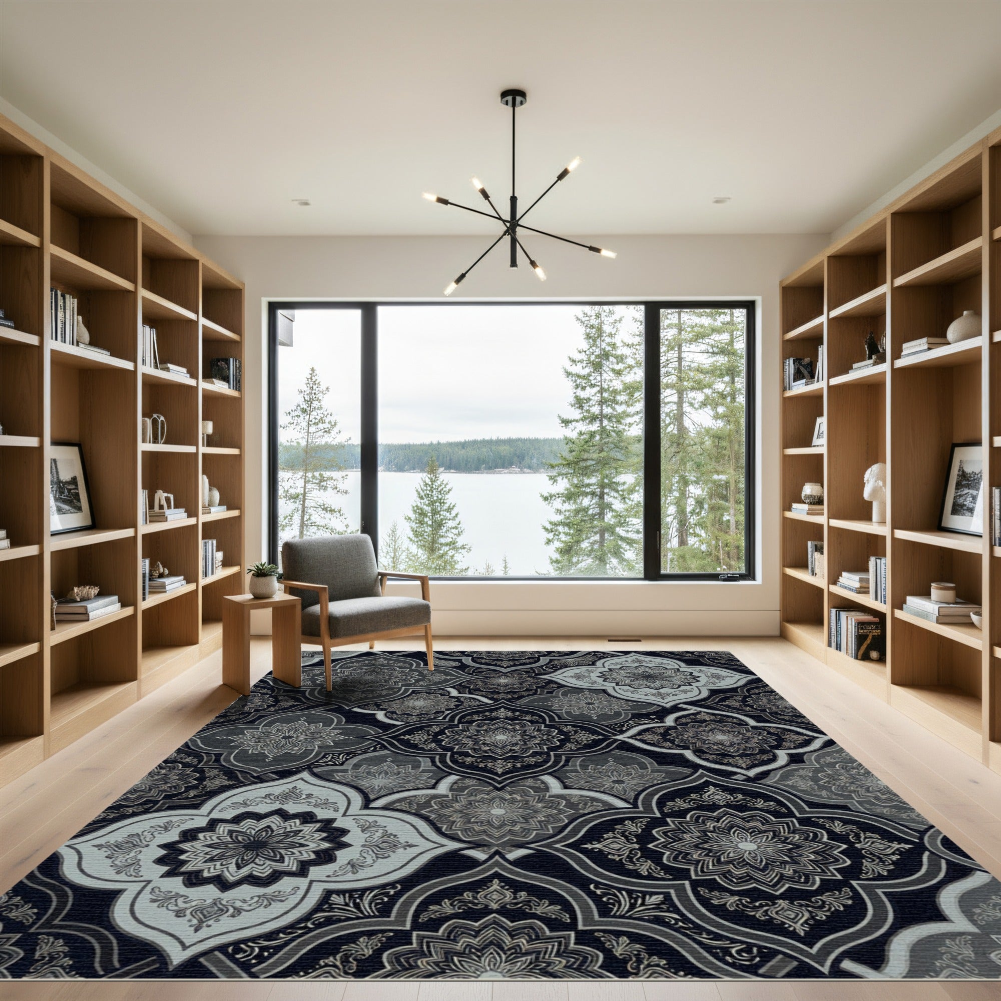 Art Nouveau Mandala Arabesque Grey Rug