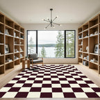 Classic Black White Checkered Grid Rug