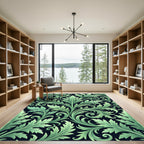 Lush Green Acanthus Scrollwork Rug