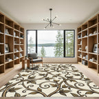 Earthy Vine Scroll Swirl Rug