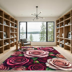 Bold Crimson Pink Rose Garden Rug
