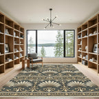 Rich Gold Vintage Fan Border Rug