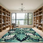 Verdant Aqua Acanthus Scroll Rug