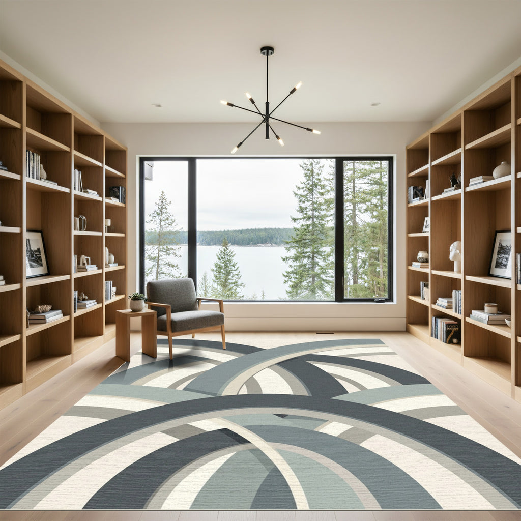 Grey Gradient Arch Archway Overlay Rug