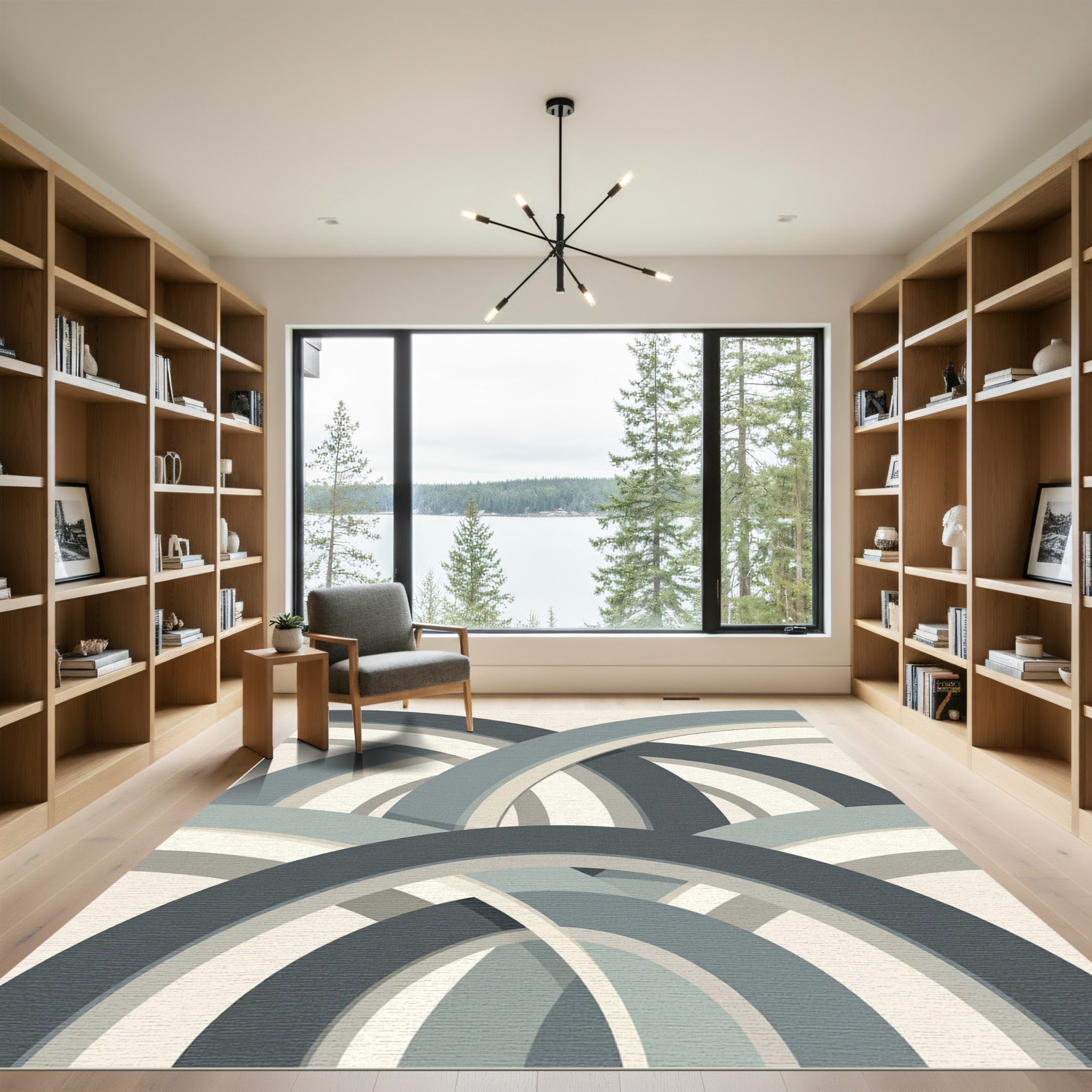 Grey Gradient Arch Archway Overlay Rug