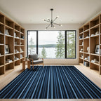 Deep Navy Vertical Stripe Rug