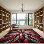 Crimson Silver Faceted Starburst Rug