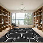 Monochrome Geometric Hexagon Relief Rug