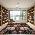 Mystical Purple Golden Occult Grimoire Rug