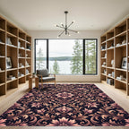 Ornate Damask Floral Rose Gold Tapestry Rug