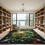 Cosmic Nebula Golden Starry Sky Rug