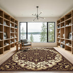 Ornate Gold Floral Symmetry Medallion Rug
