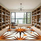Golden Brown Starburst Medallion Rug