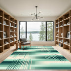 Emerald Green Gradient Vertical Stripe Rug