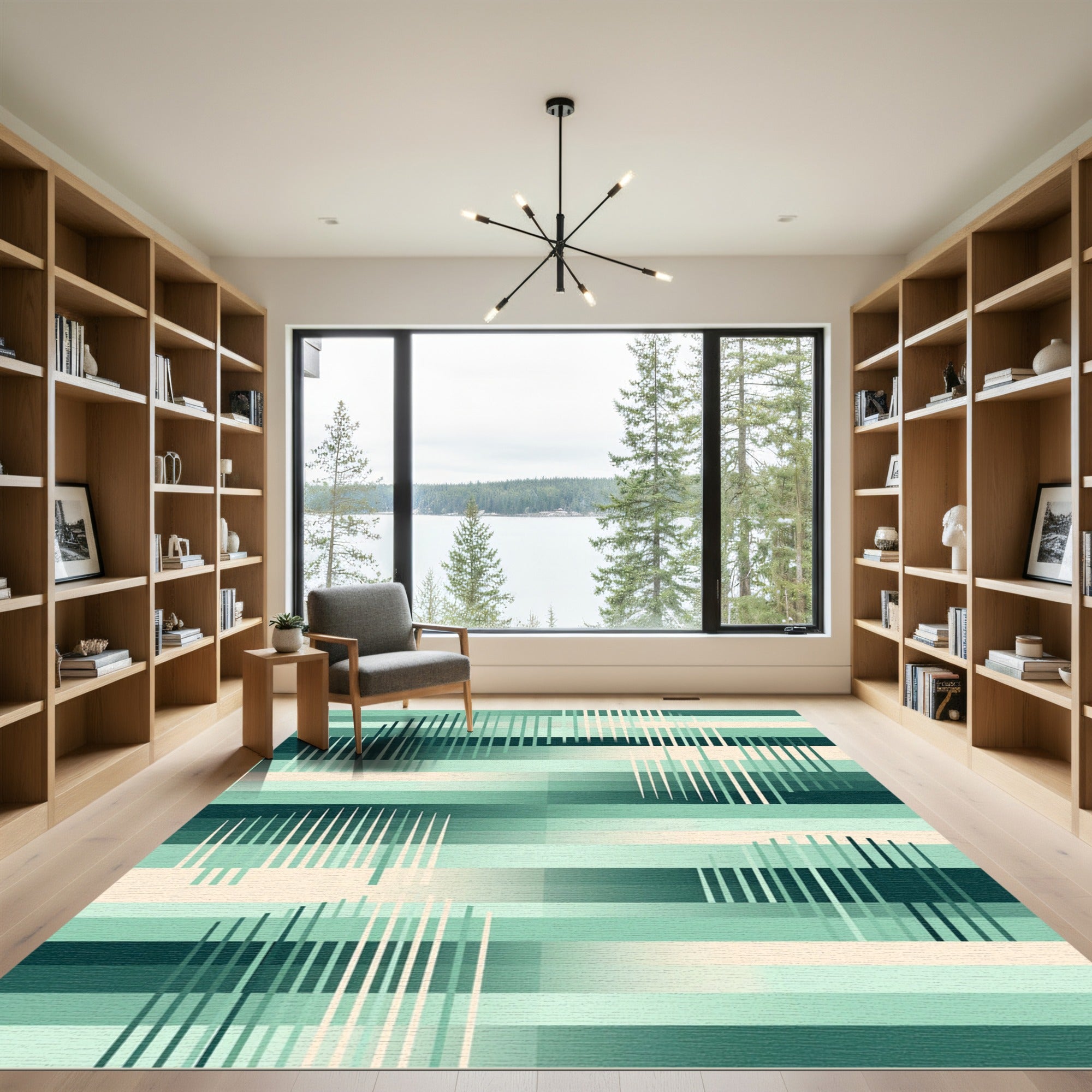Emerald Green Gradient Vertical Stripe Rug