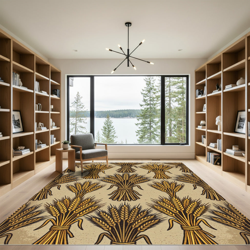 Golden Harvest Wheat Sheaf Wallpaper Rug